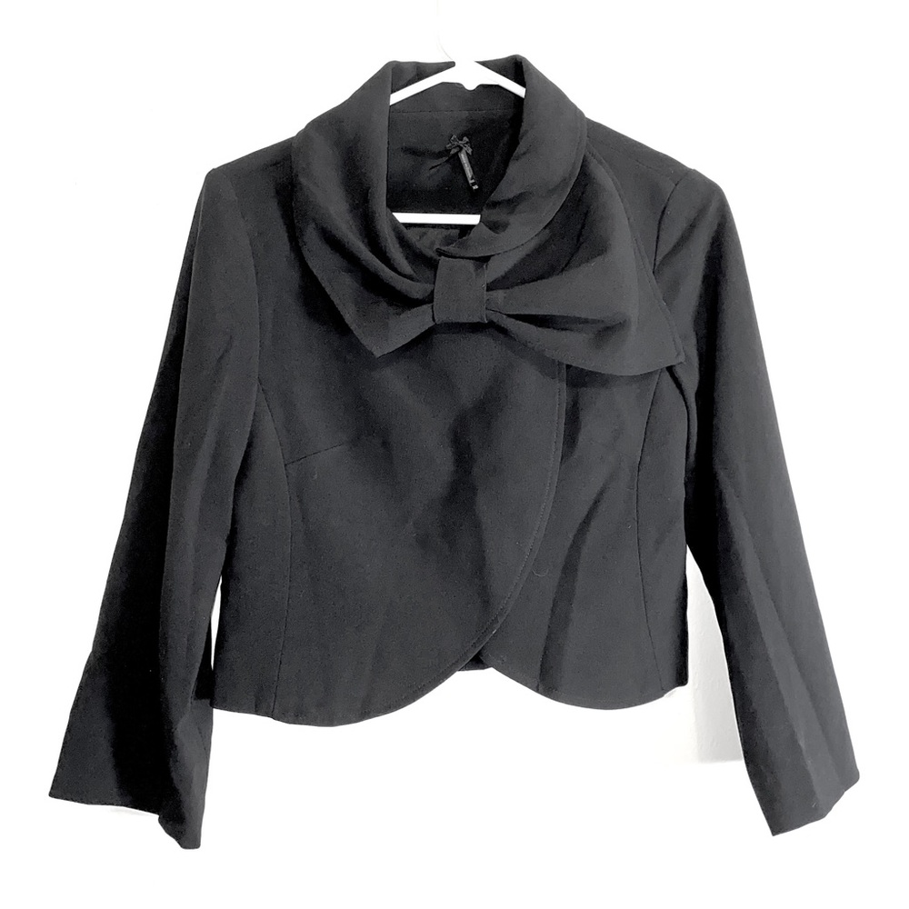 Cute Black Blazer, Cropped w/ Bow